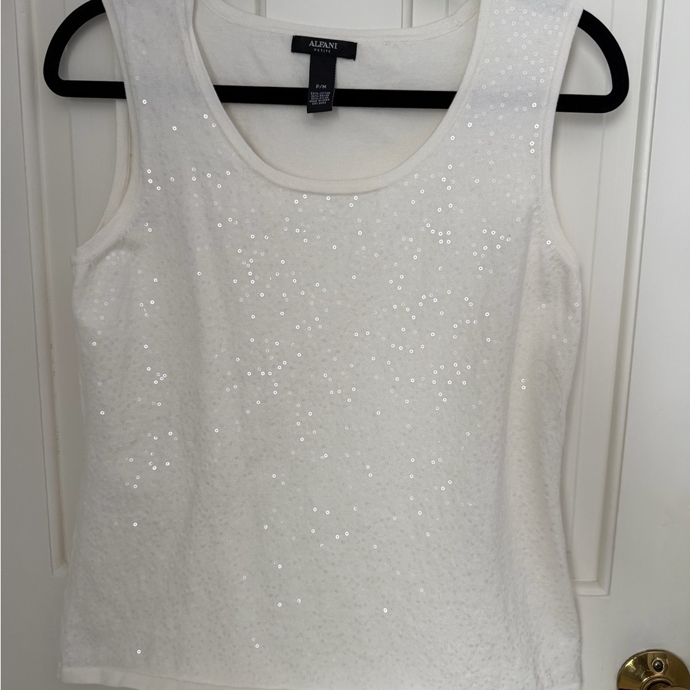 White Sequin Tank Top